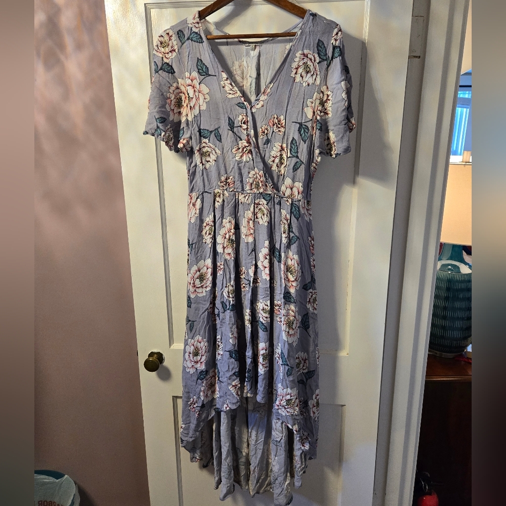 JODIFL High Low Floral Dress in Blue/Grey and Pink Sz M